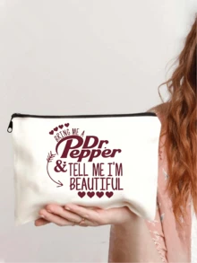 幽默帆布化妆包 - 轻便可折叠化妆包，女士手持化妆收纳包，大容量拉链化妆手提包 | 易于清洁，多功能化妆箱，适合旅行和度假礼物，适合作为圣诞礼物送给家人、朋友和闺蜜，也可作为圣诞礼物或圣诞袜填充物。 - 米色 - 查看 5