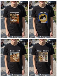 Customized Personalized Photo Printed T-Shirt For Boys, Custom Family/Pet/Selfie/Friend Picture, Team/Outdoor/School Uniform Personalized, Round Neck Short Sleeve Black Top For Little & Big Kids, Teens T-Shirt, Holiday Gift, Birthday Gift, Anniversary Gift, Culture Shirt, Party Favor, Summer Clothing, Summer Top, Summer Tee For Toddler, Little & Big Boy