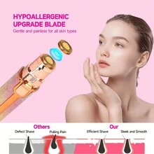 2-In-1 Women's Facial Hair Remover And Eyebrow Trimmer, Painless Rechargeable Body And Face Hair Trimmer With Built-In LED Light - Colorful - View 7