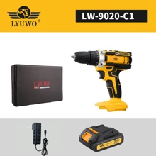 LYUWO Herramienta eléctrica LYUWO, Taladro eléctrico recargable de ión de litio de 21V, regulación de dos velocidades, rotación horaria y antihoraria, lámpara LED, posicionamiento de perforación preciso, peso ligero, fácil operación, durabilidad, equipado con batería de litio de gran capacidad, se presenta como regalo con dos brocas de taladro, apto para el hogar y la industria artesanal.