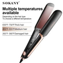 SOKANY1907 New Dual-Purpose Straightener Clip Negative Ion Steam Hair Straightener Ceramic Curling And Straightening Dual-Purpose Splint - EU F Type Plug(220-240V) - View 3