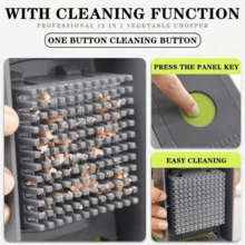 Picadora de verduras 14 en 1, picadora de cebollas, rebanadora de alimentos ajustable con 8 cuchillas de acero inoxidable, rejilla de drenaje y recipiente de almacenamiento, herramienta de cocina - Multicolor - Ver 5