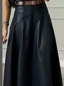 Saia Feminina Courino Midi Gode Rodada Cintura Alta.