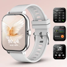 1pc Smart Watch With Silicone Strap, Supports Calling, Pedometer, Calorie Counter, Distance Tracking, Multiple Sports Modes, Alarm & Notification, 1.83" Full-Screen Touch, Compatible With Android & IOS