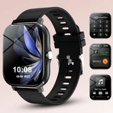 1pc Smart Watch With Silicone Strap, Supports Calling, Pedometer, Calorie Counter, Distance Tracking, Multiple Sports Modes, Alarm & Notification, 1.83" Full-Screen Touch, Compatible With Android & IOS