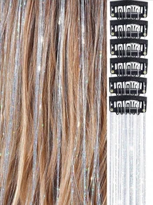 6pcs/Set Women Shiny Laser Tassel Hair Chain - Bride Bridesmaid Headpiece, Suitable For Party, Vacation, Gathering, Valentine's Day Date, Festival, Photo Shoot, Dance Performance, Wedding Decor[Valentine's Day & Mother's Day Gift] Head Jewelry Head Pieces Jewelry Hair Jewelry Hair Vine Chain