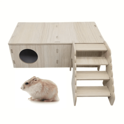 1 peça de labirintos de madeira para hamsters, cabanas de habitat e escadas de escalada, um esconderijo para pequenos animais de estimação, brinquedos fáceis de montar, acessórios para gaiola de hamster