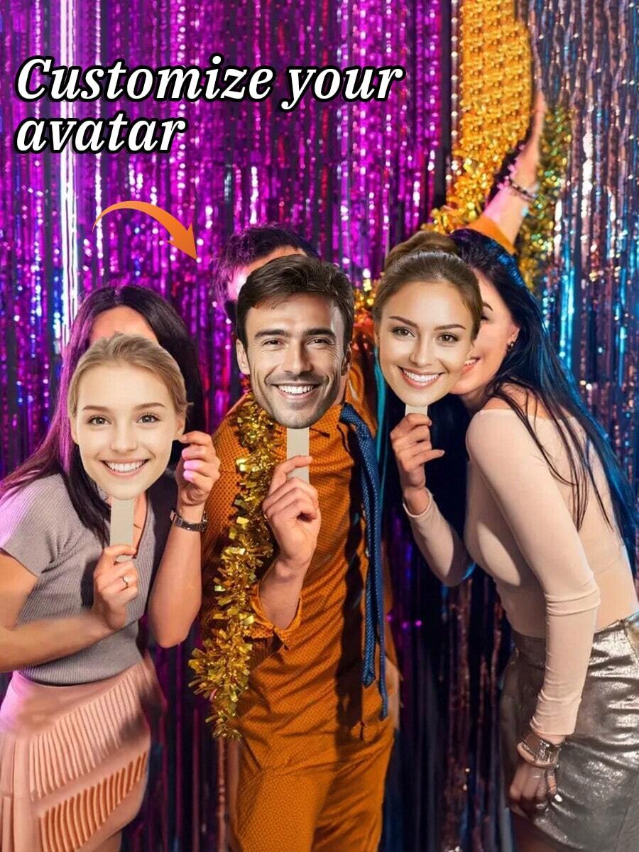 قطعة واحدة ، قص صورة شخصية على عصا ، دعامة كرتون كبيرة الرأس ، وجه كبير الحجم على عصا لخطيبة ، عروس ،حفل تخرج، وجوه المشجعين ، عيد الميلاد ، تحميل مخصص ، مقاوم للماء ، مقاوم للطقس ، بلاستيك مموج ، 20 سم * 30 سم / 7.8 بوصة * 11.8 بوصة - متعدد الألوان - مشاهدة 1