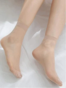 10/20pcs Solid Color Crew Socks, Casual Wear For Daily Life And Home,It Is The Perfect Gift For Christmas Or Valentine's Day - Beige - View 5