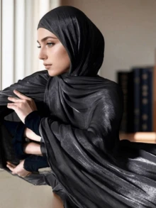 1 chiếc khăn lụa trơn màu trơn thanh lịch cơ bản dành cho nữ, khăn trùm đầu dài mềm mại, nhẹ, thích hợp sử dụng hàng ngày, khăn trùm đầu và khăn choàng Abaya dùng để mặc trong trang phục - màu xanh lá - Xem 11