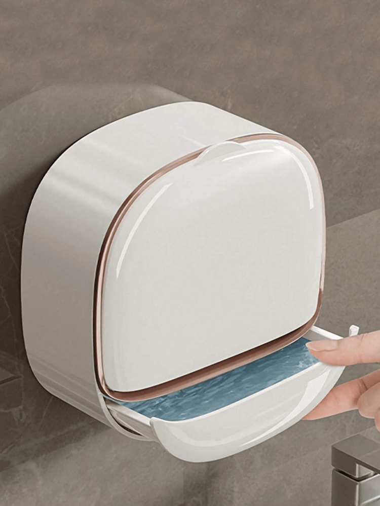 1pc Wall-Mounted Soap Dish Without Drilling, Modern Minimalist Wall Mount Soap Holder For Bathroom Sink And Shower, Self-Draining Soap Bar Container With Elegant Gold Edge, Easy Installation No Tools Required, Extends Soap Life And Prevents Mess, ABS Plastic, Ideal For Home And Hotel Bathrooms. Home Bathroom Decor Fall Decor Back To School - Multicolor - View 9