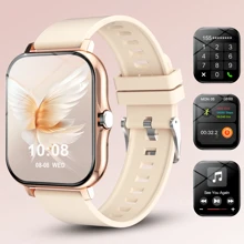 1pc Smart Watch With Silicone Strap, Supports Calling, Pedometer, Calorie Counter, Distance Tracking, Multiple Sports Modes, Alarm & Notification, 1.83" Full-Screen Touch, Compatible With Android & IOS