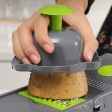 Picadora de verduras 14 en 1, picadora de cebollas, rebanadora de alimentos ajustable con 8 cuchillas de acero inoxidable, rejilla de drenaje y recipiente de almacenamiento, herramienta de cocina - Multicolor - Ver 7