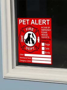 Pet Safety Alert Sticker - 4 Packs Warning Emergency Fire Rescue Stickers Waterproof Decals,Save Our Cats/Dogs In Emergency Fire Situations, Firefighters Will Use Alarm Sticker To Rescue Our Family From Windows, Doors, Or Houses - Multicolor - View 7