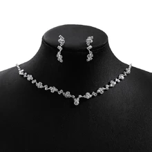 Conjunto Feminino De Colar Com Pingente De Liga E Brincos Para Casamento E Noiva, Conjunto De Joias Vintage 2 Em 1