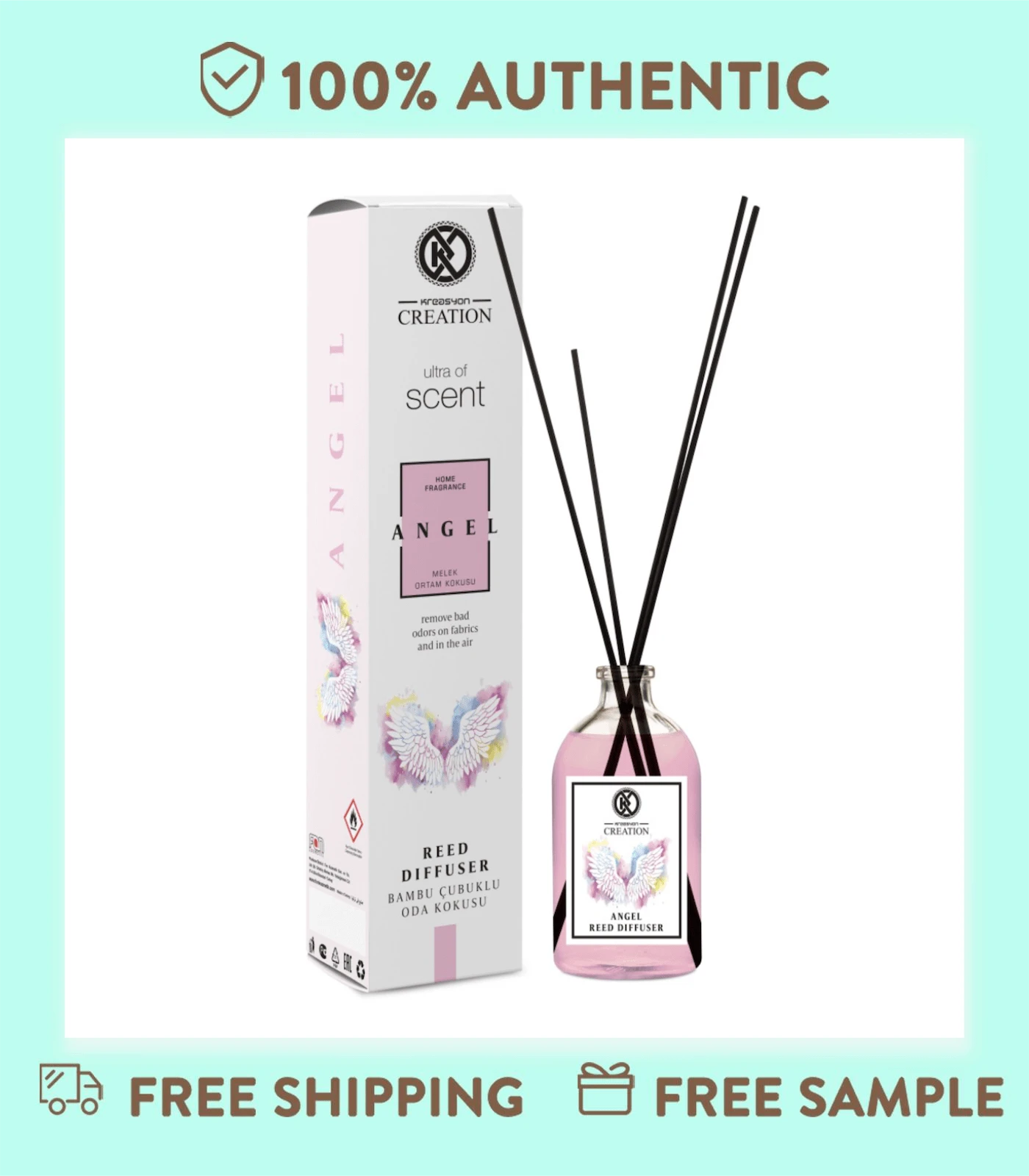 Creation Reed Diffuser 115ml, Natural Bamboo Sticks With Lavender Essential Oil, Long-Lasting Aromatherapy For Living Room, Bedroom & Bathroom Decor - Angel - View 1