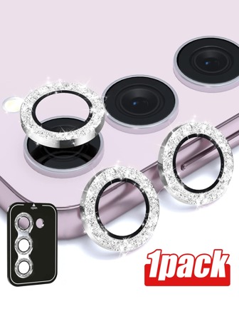 1pc Shiny Glitter Lens Protector Film, Compatible With Samsung Galaxy S22/S23/S24 Ultra, S23 FE, S24 FE, A16, S25 Ultra, S25, S23 FE, Galaxy Z Flip7, Galaxy Z Fold7, With Auxiliary Positioning Board, Easy To Apply, Anti-Scratch, Silver Color Waterproof Shockproof Anti-Fall Anti-Fingerprint Full Cover