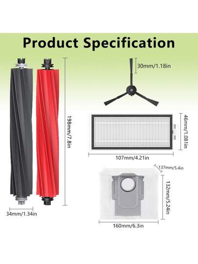 Replacement Parts Roborock Q5 Pro Pro+(Plus) Max+(Plus) DuoRoller+(Plus) Q8 Max Robot Stofzuiger Cleaner,Accessories Removable Brush/Main Brush HEPA Filter Side Mop Cloth/Mop Rag Dust Bag view 8