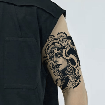 2st Medusa Temporary Tattoo Herbal Tattoo Sticker, Realistisk långvarig tillfällig tatuering, gradvis mörkare, vattentät och reptålig, varar 7-15 dagar