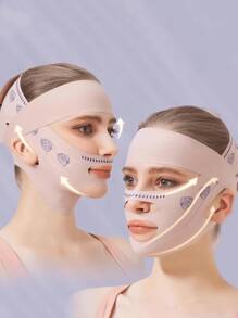 1 pieza Máscara de vinculación en forma de V simple para levantamiento facial de mujeres, dispositivo de belleza adelgazante para el rostro para dormir