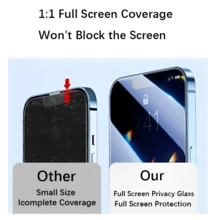 3pcs Privacy Protection Full Screen Tempered Glass Protector Protect Compatible With Iphone With Black Edge Silk Screen Anti Peeping Full Screen Phone Protective Film Compatible With IPhone 16e/16/15/14/13/12/11 Series - Black - View 6