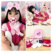 Boneca Menina Bebê Reborn Silicone Com Itens Exclusivos - Rosa Bebê - Visão 7