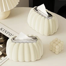 1pc Luxury Tissue Box, Plastic Tissue Paper Holder, Desktop Decorative Display, With Spring-Loaded Dispenser For Easy Use