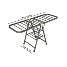 1pc Clothes Drying Rack Foldable, Metal Laundry Drying Rack Collapsible, Portable Compact Clothes Rack For Sweater Baby Clothes Towel Indoor & Outdoor, Height Adjustable Clothes Airer, Black - Black - View 11