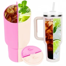 Palrey 2-In-1 Reusable Divider Insert For 40oz Tumbler, Silicone Double Sided With Lid, Beverage Separator, Easy To Clean, Perfect For Party, Office, Indoor And Outdoor Use, Best Gift