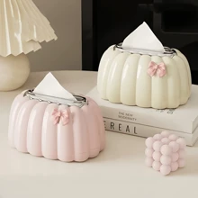 1pc Luxury Tissue Box, Plastic Tissue Paper Holder, Desktop Decorative Display, With Spring-Loaded Dispenser For Easy Use