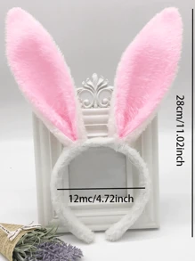 1pc Women Plush Rabbit Ear Decor Fur Costume Headband,Plush Bunny Ears Headband, Soft Faux Fur Rabbit Ear Hair Hoop For Women, Cute Cosplay Costume Accessory For Parties And Halloween,Mother's Day Gifts, Comfortable & Lightweight, Festive Party Headwear, Soft Velvet Inner Ear Fabric, Perfect For Easter, Birthdays, And Photo Shoots,Cute Christmas Party Headwear,Elegant Boho Style Autumn/Winter