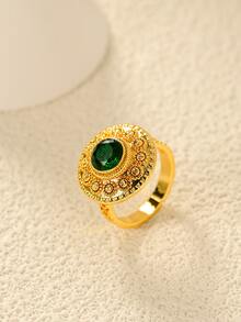 1 peça Vintage Sultan's Collection Joias Incrustadas Turquesa/Vermelho/Esmeralda Processo de Gravação Anéis Femininos, Joias Luxuosas e Elegantes para Mulheres, Uso Diário Versátil, Ideia de Presente Requintada, Perfeita para Festa, Banquete, Decoração de Casamento, Acessório Elegante com Design Delicado