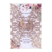 10 tấm thiệp mời hình bướm cổ điển, thiệp mời đám cưới, thiệp chúc mừng lễ hội, thiệp giấy kim tuyến vàng, dùng trang trí tiệc cưới, sinh nhật lần thứ 15, lễ rửa tội, tiệc cô dâu. - 10 cái - Xem 16