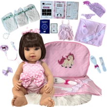 Bebê Reborn Realista Com Enxoval Completo - Rosa Bebê - Visão 10