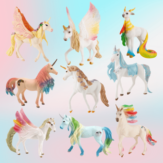 Figura decorativa de Unicornio Mítico Alado de Caballo Arcoíris, Decoración de Escritorio Fantasía Pegaso Coleccionable, Pequeño Juguete de Regalo