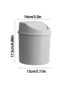 1pc Desktop Plastic Rocker Lid Trash Can, Household Mini Trash Can, Creative European Style, Paper Basket With Lid On Living Room TableA Small-Sized, Mini Plastic TrashCan With A Swing-Top Lid, Suitable For UseOn Household Tables. This LiddedWastebasket Doesn't Require Electricity AndIs Perfect For The Living Room, Tea Area,Office,Bedside Table,Bathroom, Bedroom,And Home In General