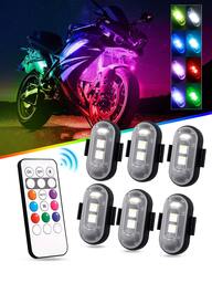 1 set Luz de advertencia LED RGB para motocicleta, luz de ambiente con control remoto impermeable, luz indicadora mini USB, luz de advertencia nocturna para automóvil y drones