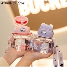 Cốc Mini Dễ Thương Có Ống Hút Và Dây Đeo Vai, Bình Nước Học Đường, Bình Nước Thể Thao Ngoài Trời, Có Sẵn Trong Dung Tích 450ml/15.22oz Hoặc 700ml/23.67oz - Nhiều màu - Xem 16