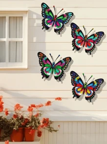 4pcs Metal Butterfly Wall Art Decor, Decorative Hanging Metal Butterflies, Suitable For Garden, Patio, Living Room, Bedroom, Terrace, Balcony Decoration, Wedding, Halloween, Christmas, Holidays, Gifts For Family And Friends