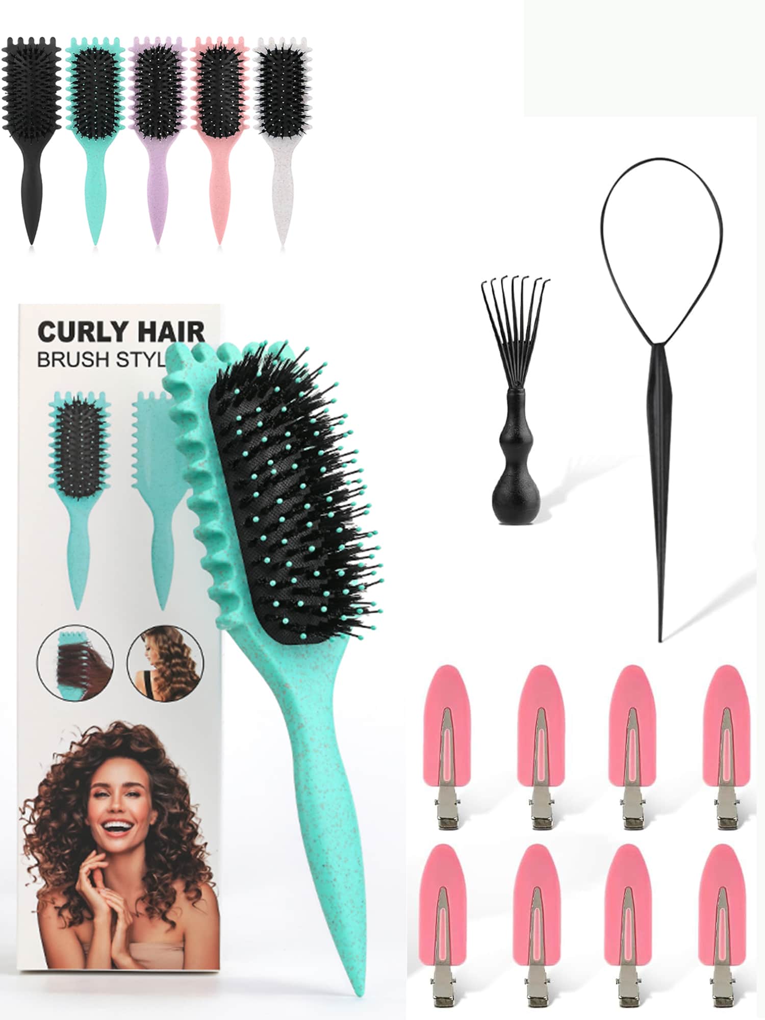 Curly Hair Defining Brush, 2025 New Volumizing & Styling For Curly Hair, Edge For Easy And Fast Curls - 彩色 - 查看 1