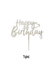 1 pieza/3 piezas Decoración de tarta de cumpleaños con letras "Happy Birthday", decoración creativa con lema para la parte superior de la tarta, decoración para fiestas de cumpleaños, suministros de repostería, accesorios de cocina, tope de tarta con letras "Happy Birthday" en inglés para decoración de fiestas de cumpleaños
