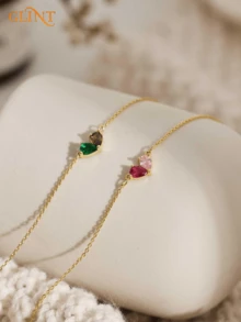 定制心形诞生石手链、个性化双诞生石手链、极简主义诞生石手链、伴娘礼物、母亲节礼物、婚礼的完美之选、独特的女士珠宝、圣诞节生日礼物、送给她的礼物、母亲节、情人节、复活节、日常佩戴、生日、派对的最佳礼物 - 彩色 - 查看 6