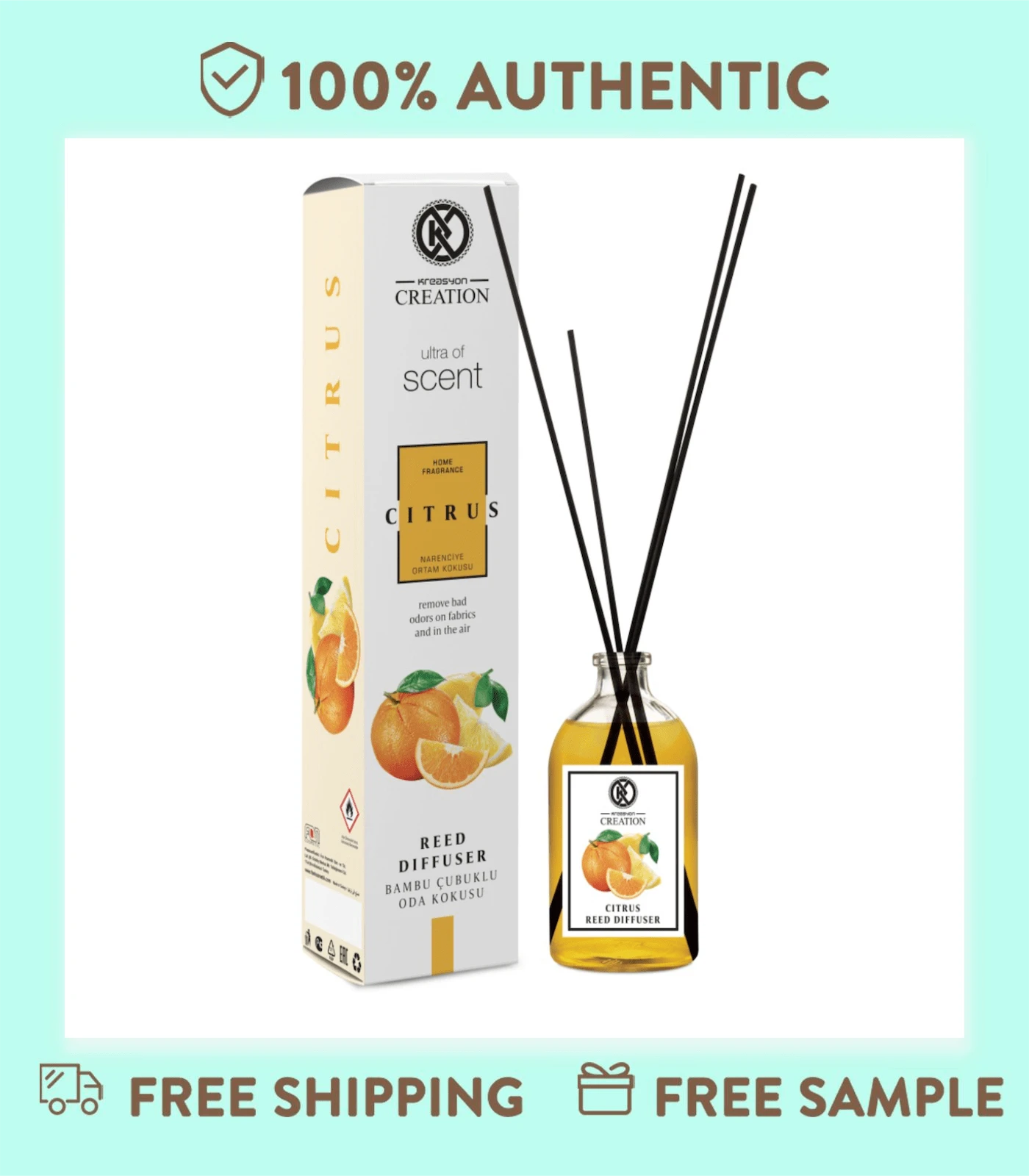 Creation Reed Diffuser 115ml, Natural Bamboo Sticks With Lavender Essential Oil, Long-Lasting Aromatherapy For Living Room, Bedroom & Bathroom Decor - 柑橘 - 查看 1