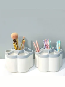 Rotating Pen Holder Storage Container For Students; 360 Degree Rotating Desktop Organizer, 6 Compartments Of Plastic Office Supplies Storage Box, Makeup Brush And Pen Holder, Desk Storage Rack, Very Suitable For Cosmetics, Stationery, Tools And Accessories