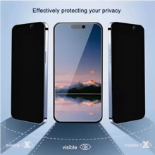 3pcs Privacy Protection Full Screen Tempered Glass Protector Protect Compatible With Iphone With Black Edge Silk Screen Anti Peeping Full Screen Phone Protective Film Compatible With IPhone 16e/16/15/14/13/12/11 Series - Black - View 2