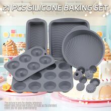 Silicone Baking Molds, Catering Baking Tools: Including 1pc Loaf Bread Mold, 1pc 6-Cavity Donut Mold, 1pc 12-Cup Muffin Pan, 1pc Round Cake Mold, 1pc Square Cake Mold, 1pc Mini Cupcake Mold. Non-Stick And Easy To Demold, Suitable For Making Various Shaped Desserts, Jellies, Puddings, Cakes, Cookies And Other Baked Goods For Home, Restaurant, Food Truck, And Pastry Shop Use.