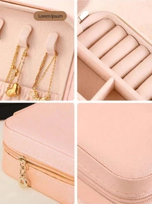 1 pieza Caja de almacenamiento de joyas en miniatura, estuche de exhibición, organizador de joyas de viaje con cremallera para aretes, collares y anillos, caja de joyas de cuero, mini almacenamiento de anillos y collares, adecuado como regalo de San Valentín, Navidad, Halloween, Año Nuevo para ella, niña, novia - Versión mejorada con función anti-polvo y anti-oxidación, caja de accesorios compacta y portátil para lápiz labial, reloj