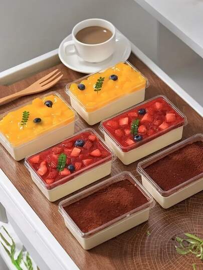 20pcs/Set Tiramisu Packaging Box, Clear Multi-Layer Soy Milk Box, Baked Dessert Mousse Cake Unlabeled Packaging Box