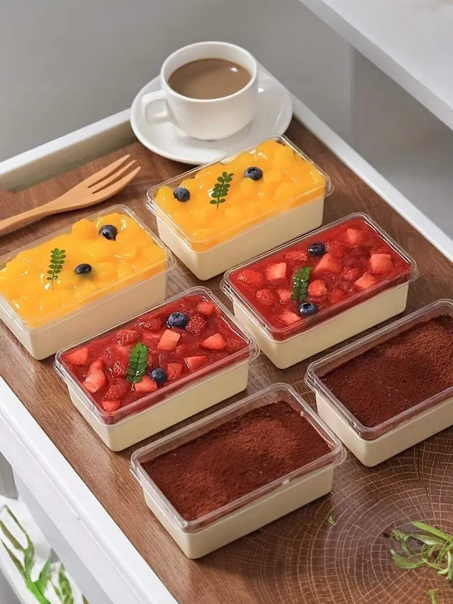 20pcs/Set Tiramisu Packaging Box, Clear Multi-Layer Soy Milk Box, Baked Dessert Mousse Cake Unlabeled Packaging Box - Multicolor - View 1