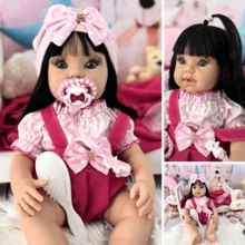 Boneca Menina Bebê Reborn Silicone Com Itens Exclusivos - Rosa Bebê - Visão 2
